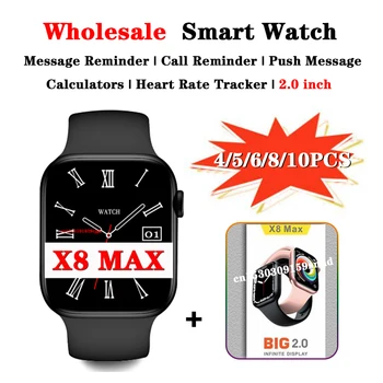 4/5/6/8/10PCS X8 Max Smart Watch VIP VEĽKÉ 2.0 palcový Push Správy Vytáčanie Hovoru Ženy Muži Srdcovej frekvencie Pripomienka Passometer smart hodinky