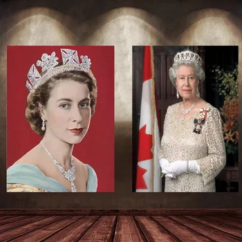 Alžbety II Kráľovná Anglicka Portrét Plátno Maľby Kresby Moderné Plagáty a Vytlačí na Stenu Obrázok Pre Obývacia Izba Domova