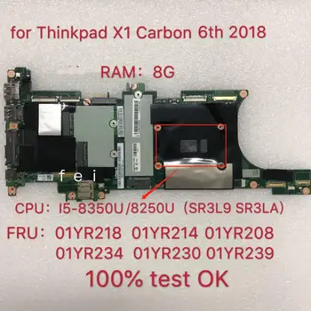 EX480 NM-B481 para 2018 Thinkpad X1 Carbon 6. Gen Notebook Doske CPU: I5-8350U/8250U RAM: 8GB FRU 01YR218 01YR214 01YR208