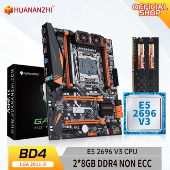 HUANANZHI BD4 LGA 2011-3 základná Doska s procesorom Intel XEON E5 2696 v3 s 2*8G DDR4 NON-ECC pamäť combo kit set NVME NGFF SATA, USB
