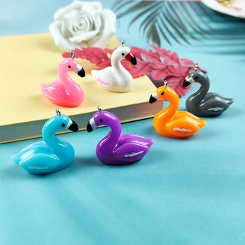 JeQue 10pcs/pack Flamingo Živice Charms Plavidlá, Plastové Kúzlo Náušnice Keychain DIY Šperky, Takže 33*35mm