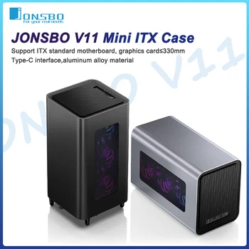 JONSBO V11 Mini PC Prípade Podpory SFX Malé Napájací zdroj ITX základnej Dosky Dlhé Grafické Karty Ploche Všetky Hliníkové Malé Podvozku