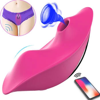 Nohavičky Vibrátor Neviditeľné Sania Vibrátor pre Ženy Stimulácia Klitorisu APLIKÁCIU Bluetooth Bezdrôtové Ovládanie Bradavky Dospelých, Sexuálne Hračky