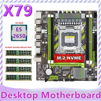X79 Doske+E5 2650 CPU+4X4GB DDR3 1600Mhz ECC REG RAM Pamäť Nastaviť LGA 2011 M. 2 NVME Doska